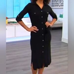 Nina Leonard Collared Button-Down Midi Shirtdress from HSN- Medium